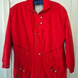 Obermeyer red ladies size 8 hooded ski jacket